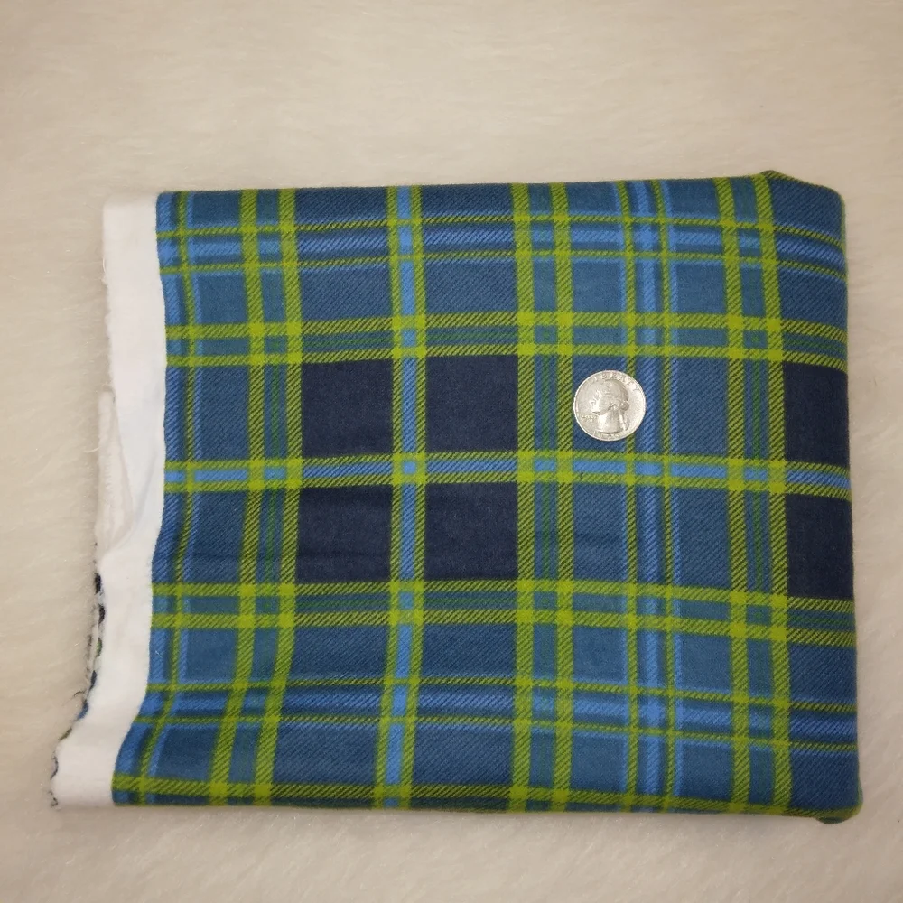 FABRIC Snuggle Flannel for Joann, flannel print, green and blue, 2 yards